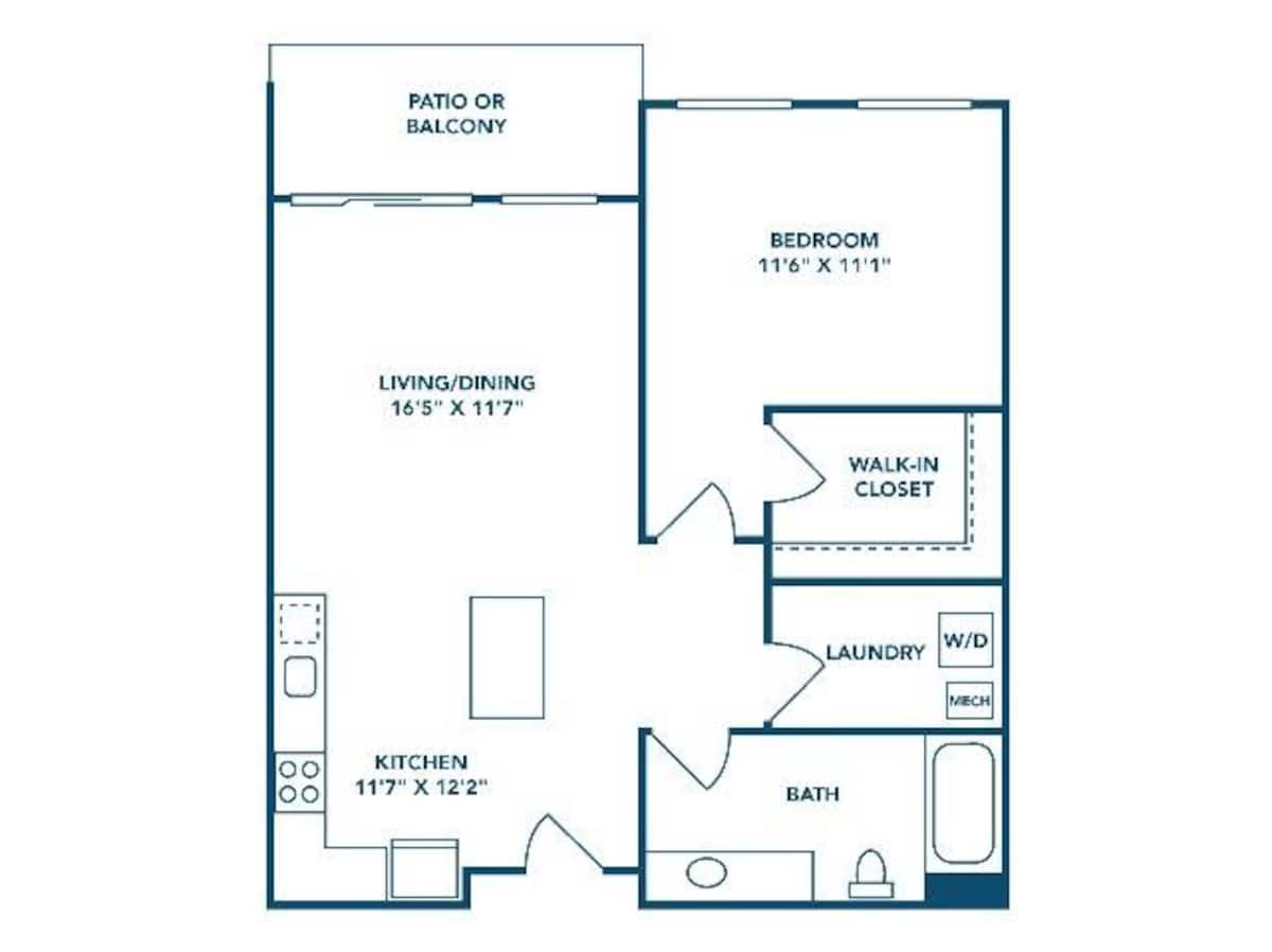 Floorplan diagram for Cascade III, showing 1 bedroom