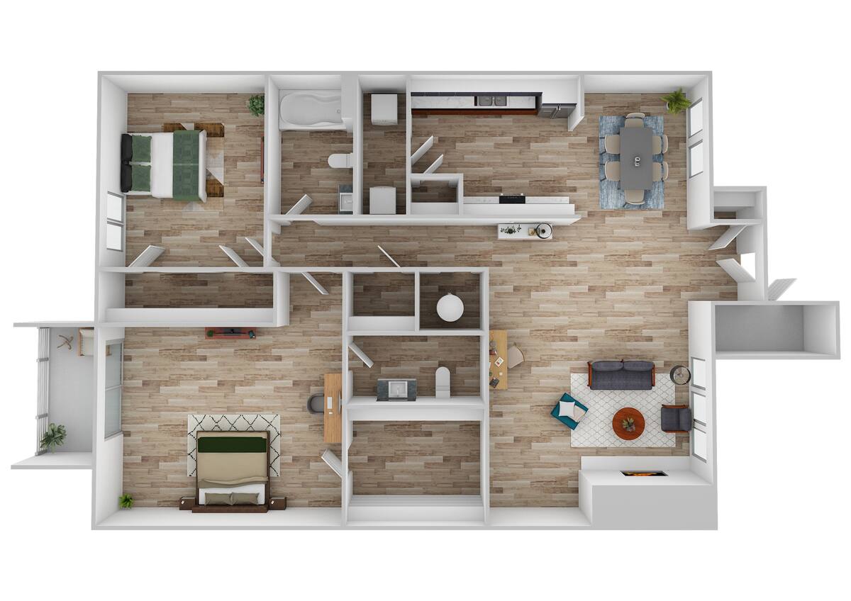 Floorplan diagram for Sycamore, showing 2 bedroom