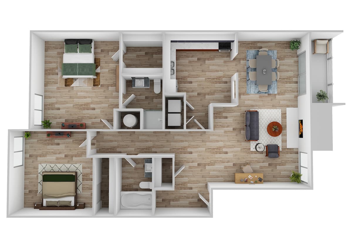 Floorplan diagram for Pine, showing 2 bedroom