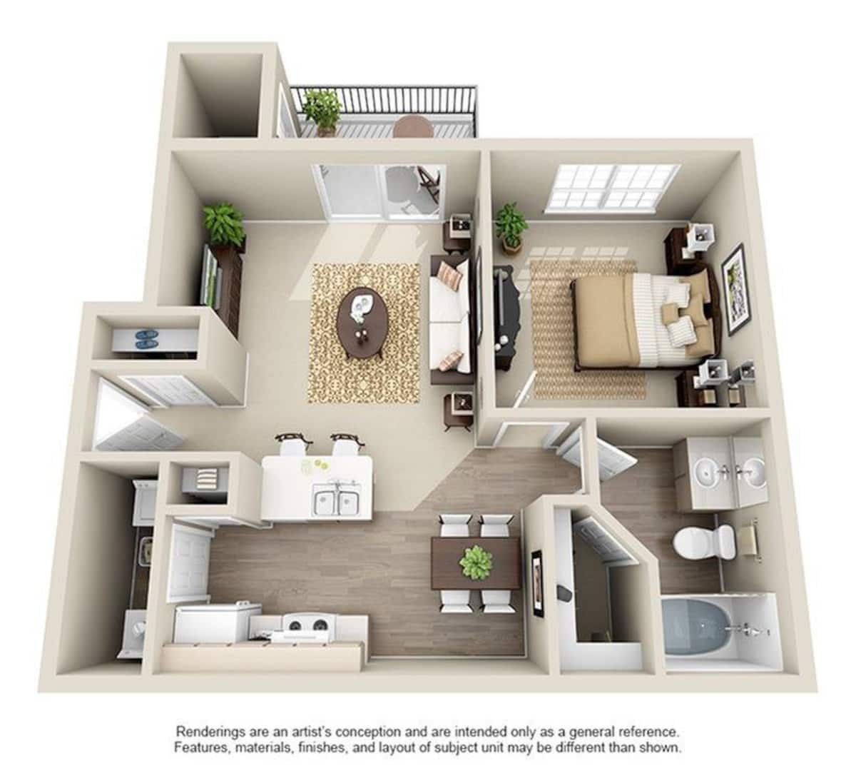 Floorplan diagram for Washington, showing 1 bedroom