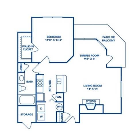 Floorplan diagram for Jefferson, showing 1 bedroom