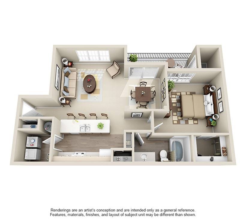 Grundrissdiagramm für Lincoln 1 zeigt 1 Schlafzimmer
