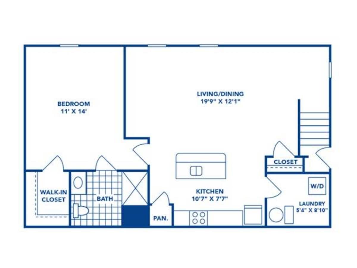Floorplan diagram for Bentley Flat II, showing 1 bedroom