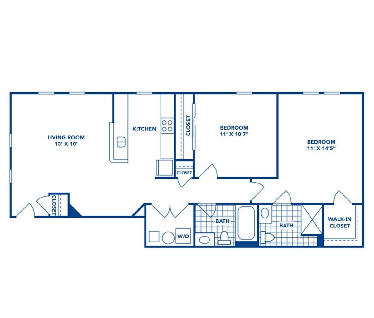 Floorplan diagram for Stansbury Flat, showing 2 bedroom