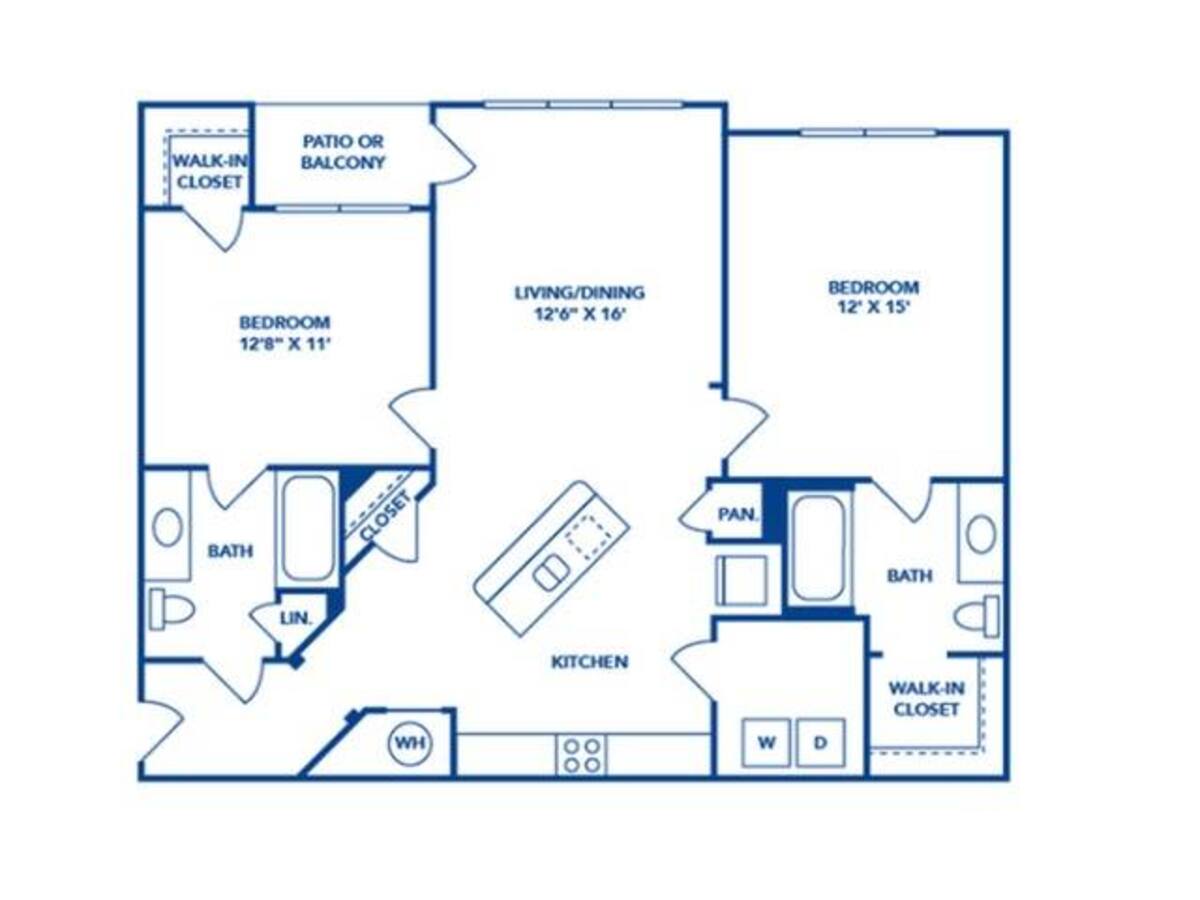 Floorplan diagram for B1, showing 2 bedroom