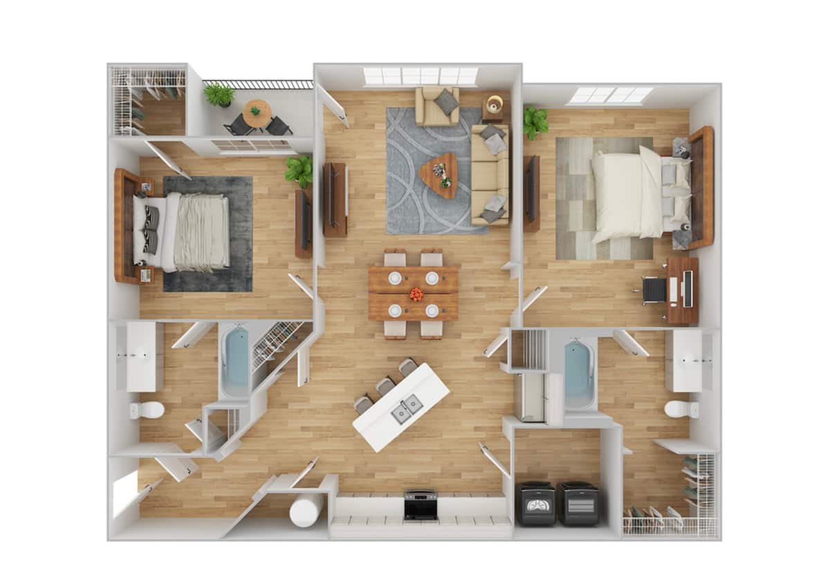 Floorplan diagram for B1 | Renovated, showing 2 bedroom