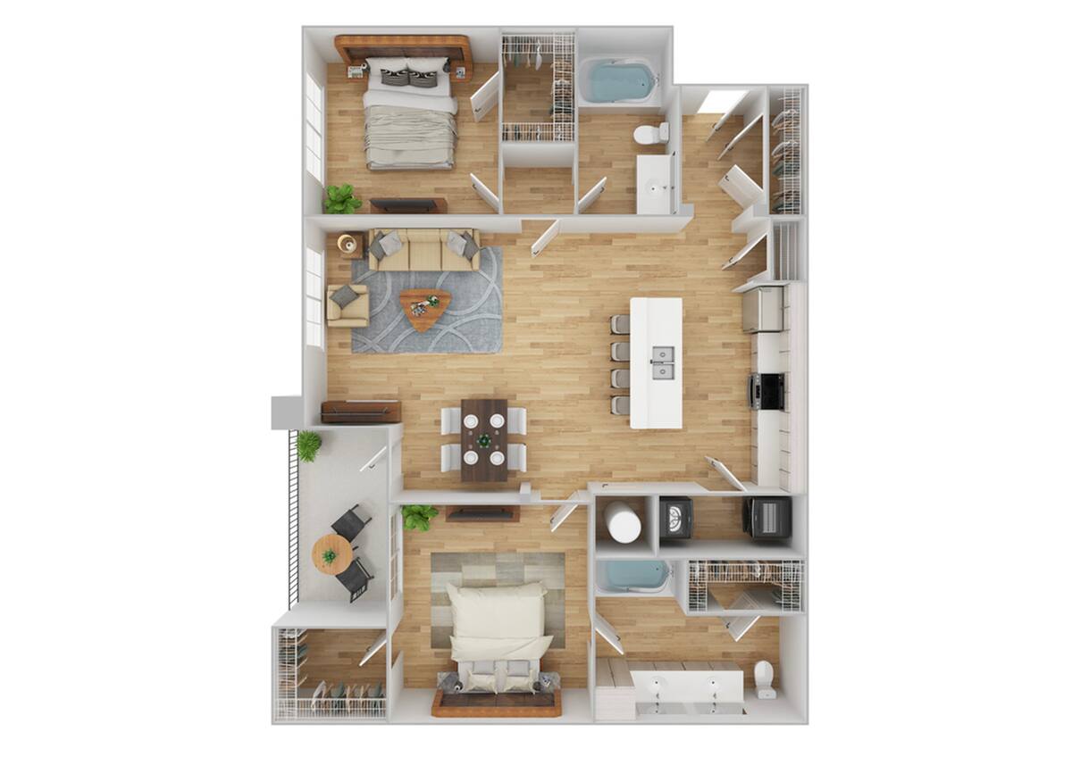 Floorplan diagram for B2 | Renovated, showing 2 bedroom
