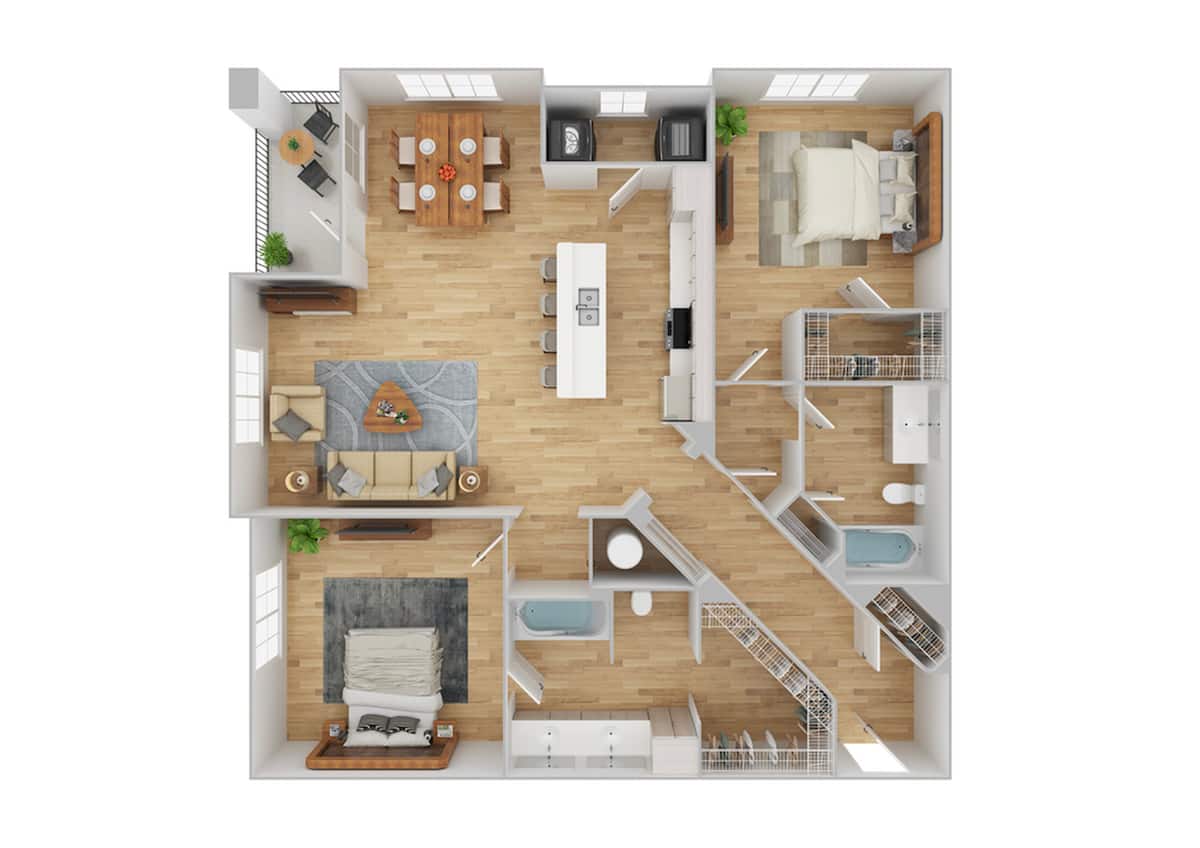 Floorplan diagram for B3 | Renovated, showing 2 bedroom