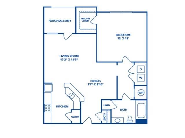 Floorplan diagram for E1, showing 1 bedroom