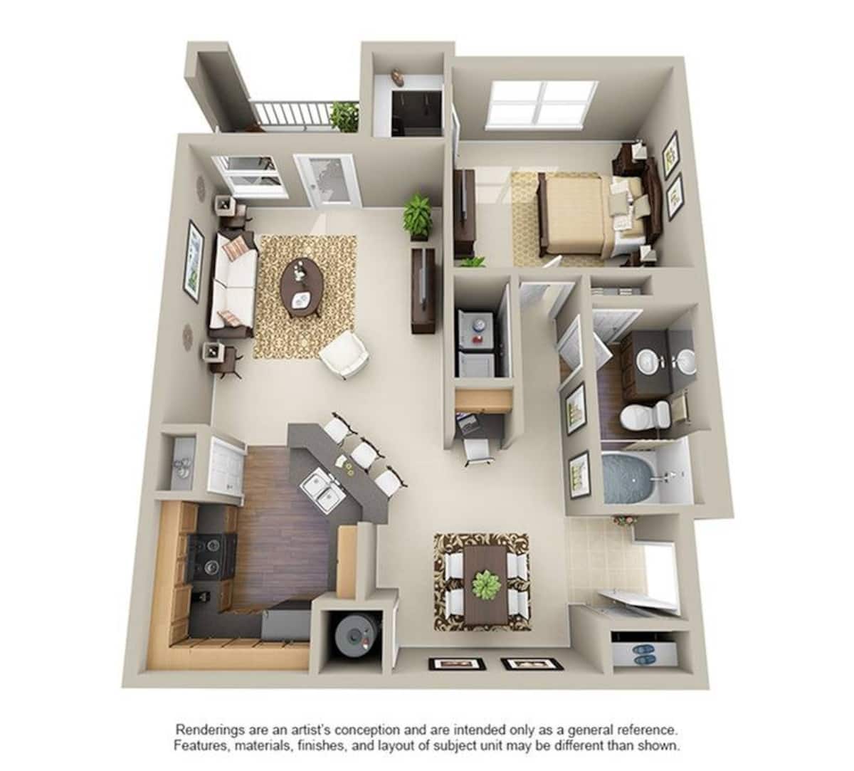 Floorplan diagram for A1, showing 1 bedroom