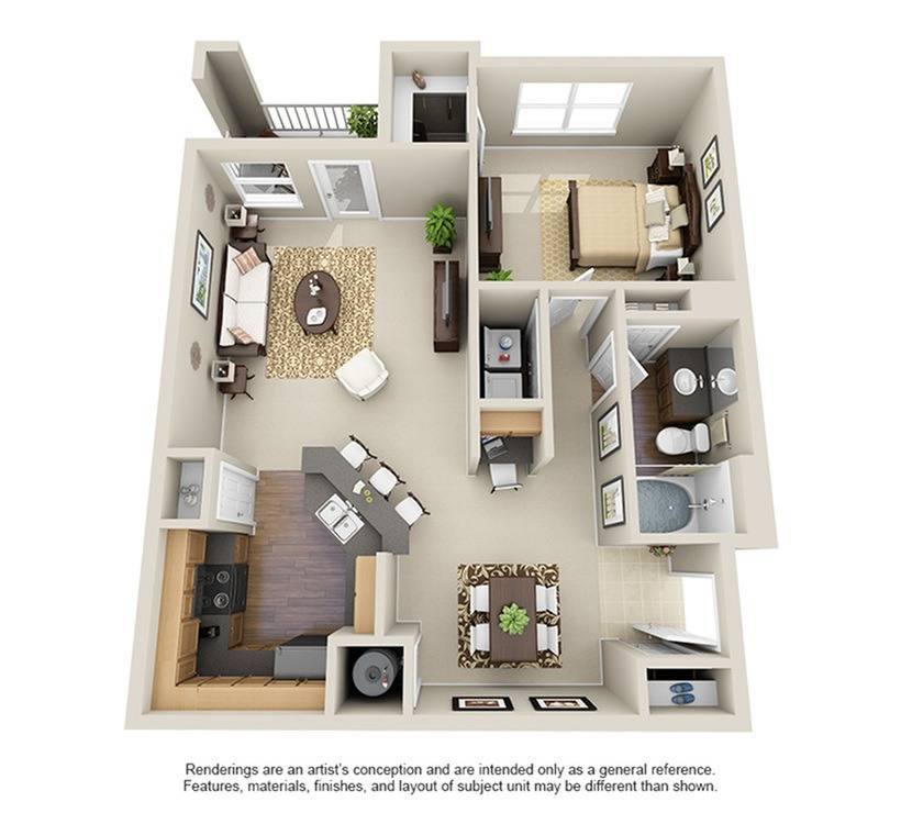 Floorplan diagram for A1, showing 1 bedroom