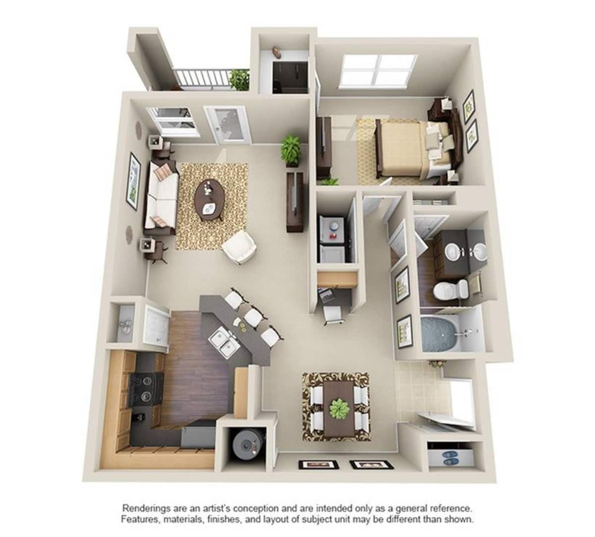 Floorplan diagram for A1, showing 1 bedroom