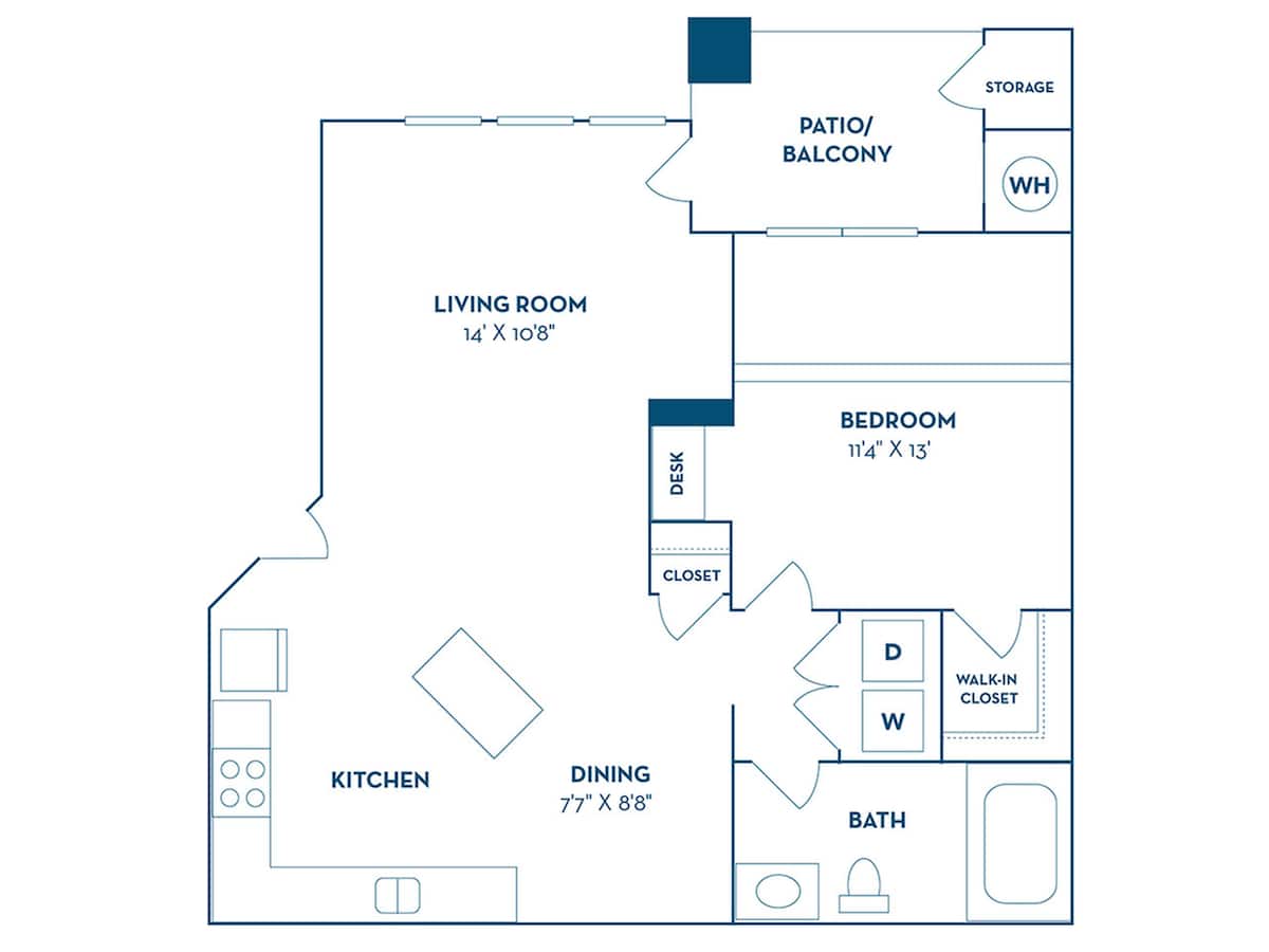 Floorplan diagram for Spruce | Renovated, showing 1 bedroom