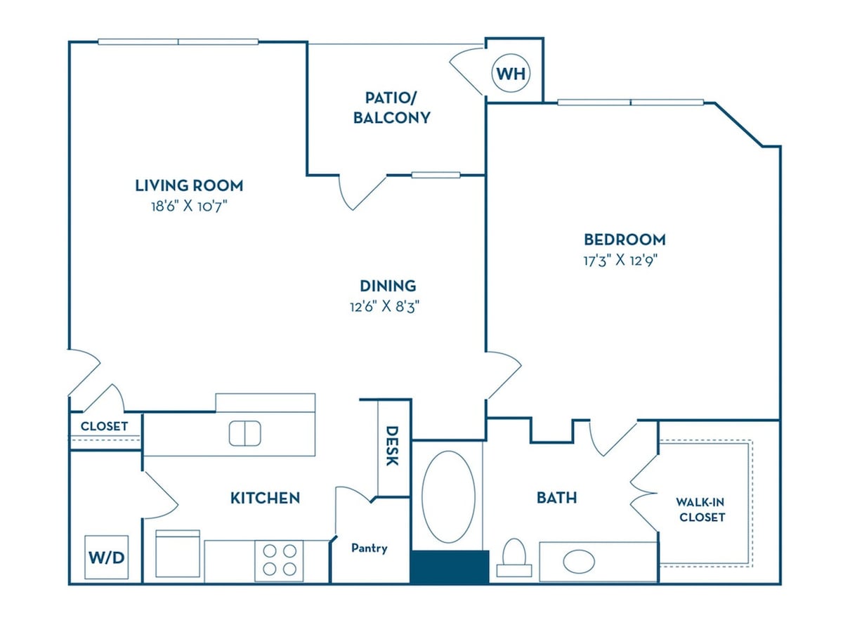 Diagram denah lantai untuk A3, yang menunjukkan 1 kamar tidur