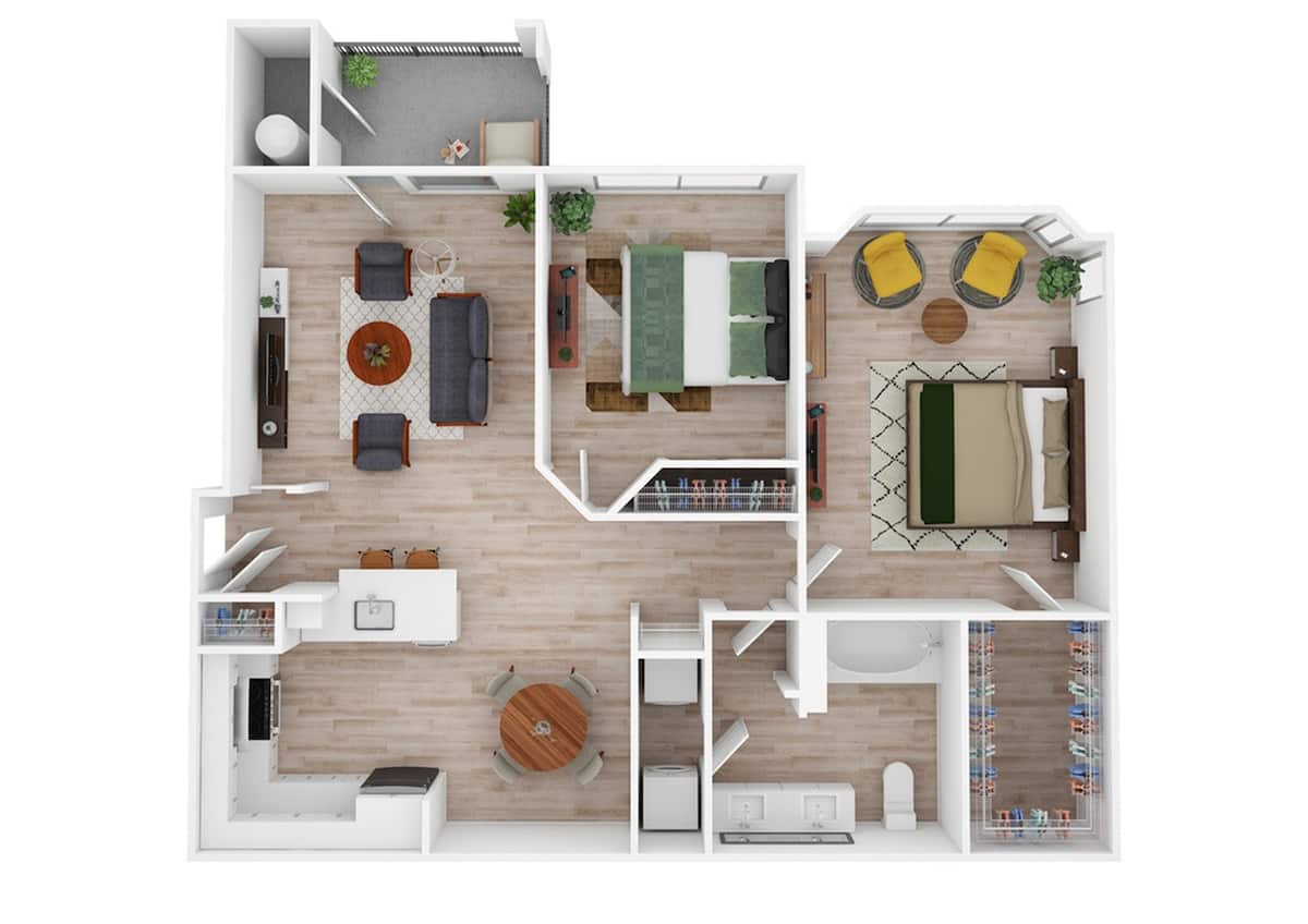 Floorplan diagram for B2, showing 2 bedroom