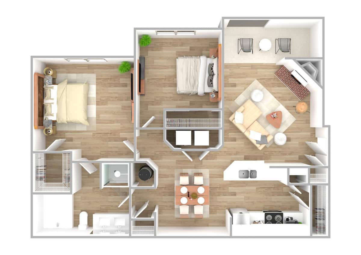 Floorplan diagram for B1, showing 2 bedroom