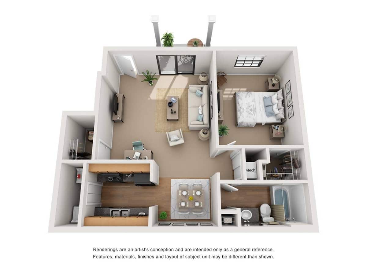Floorplan diagram for Emerald, showing 1 bedroom