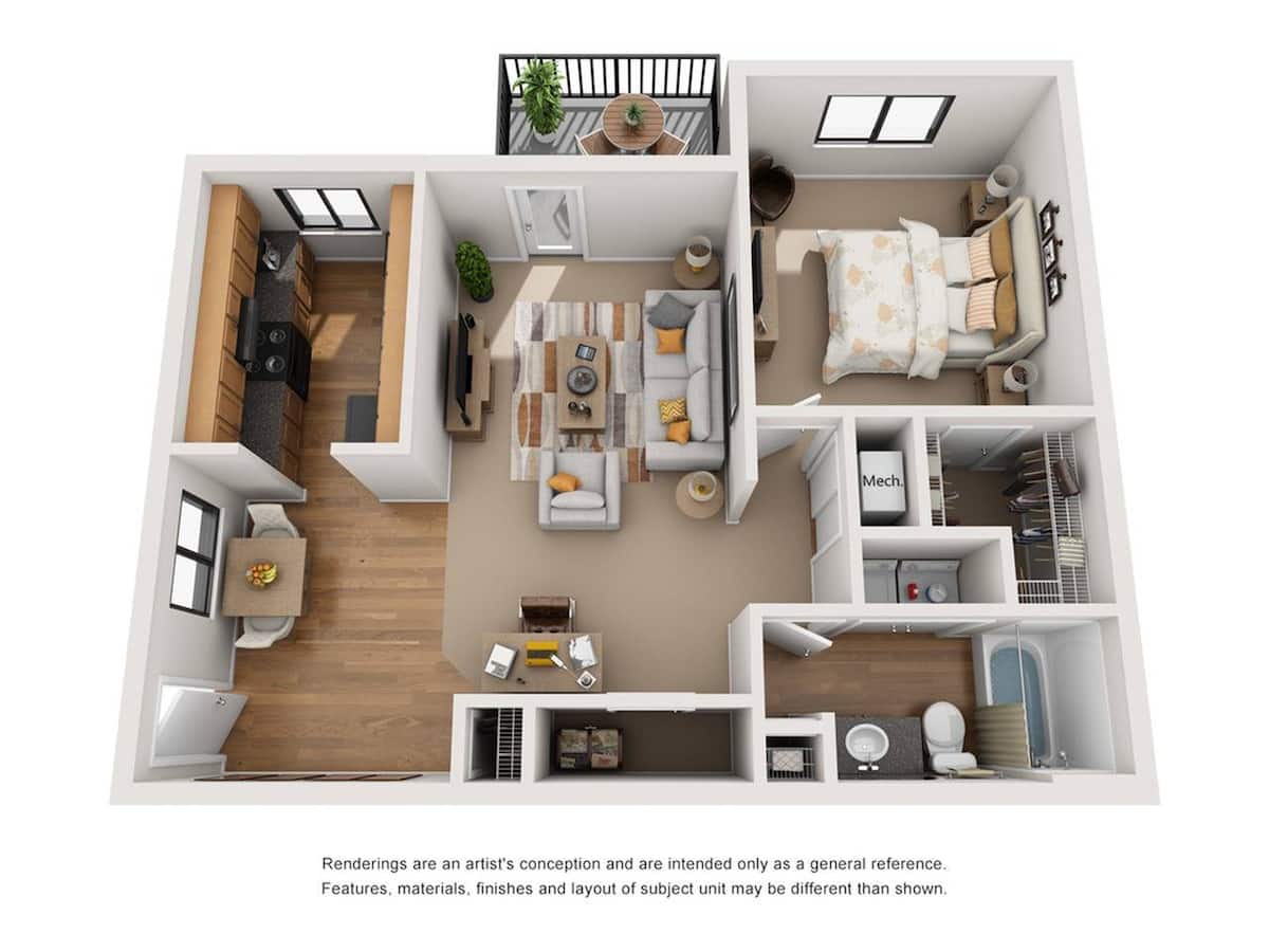 Floorplan diagram for Jade, showing 1 bedroom