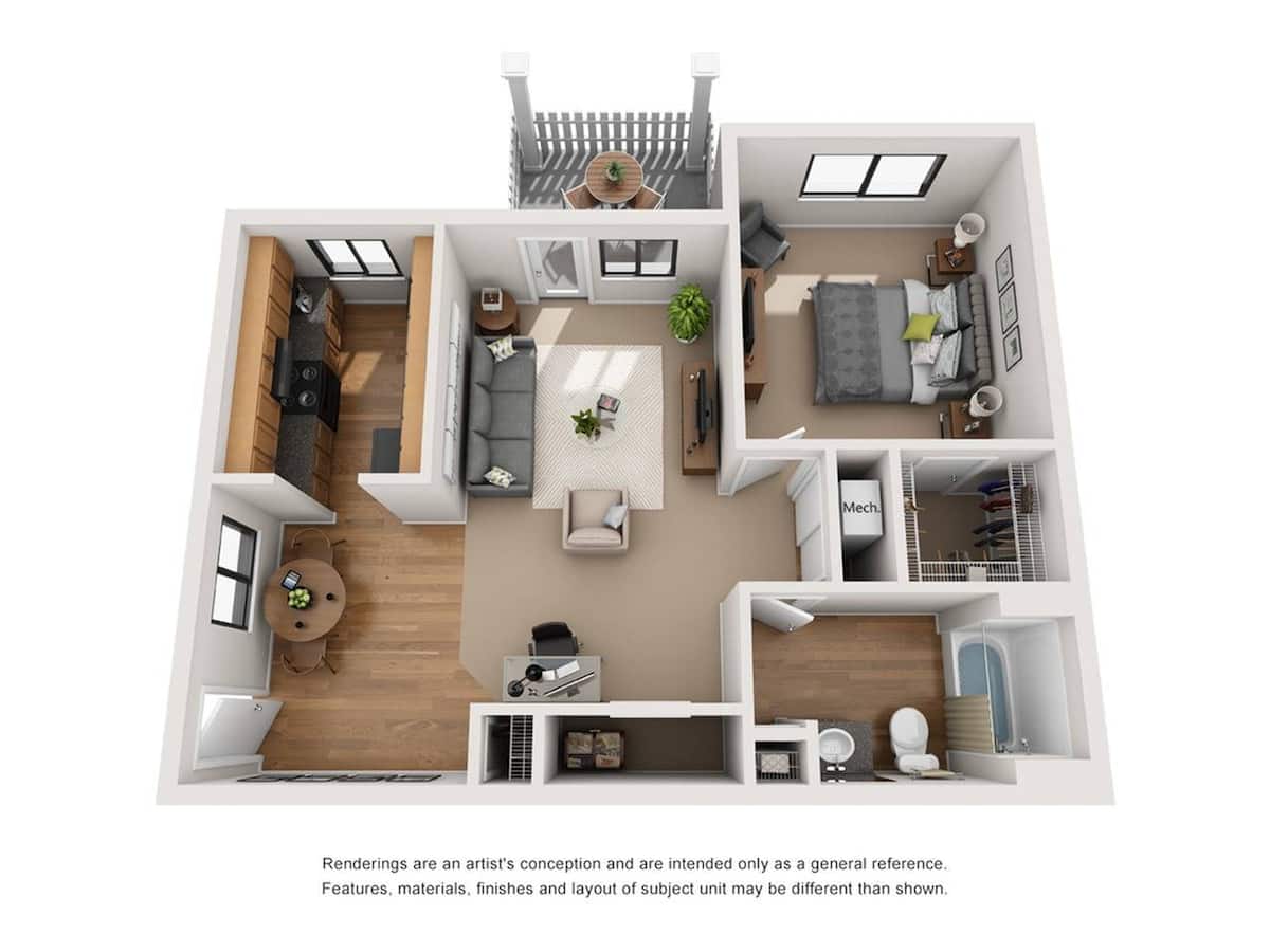 Floorplan diagram for The Spring, showing 1 bedroom