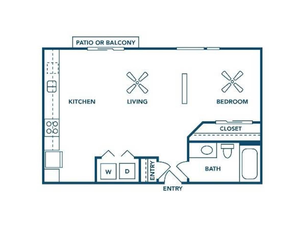 Floorplan diagram for E1a, showing Studio