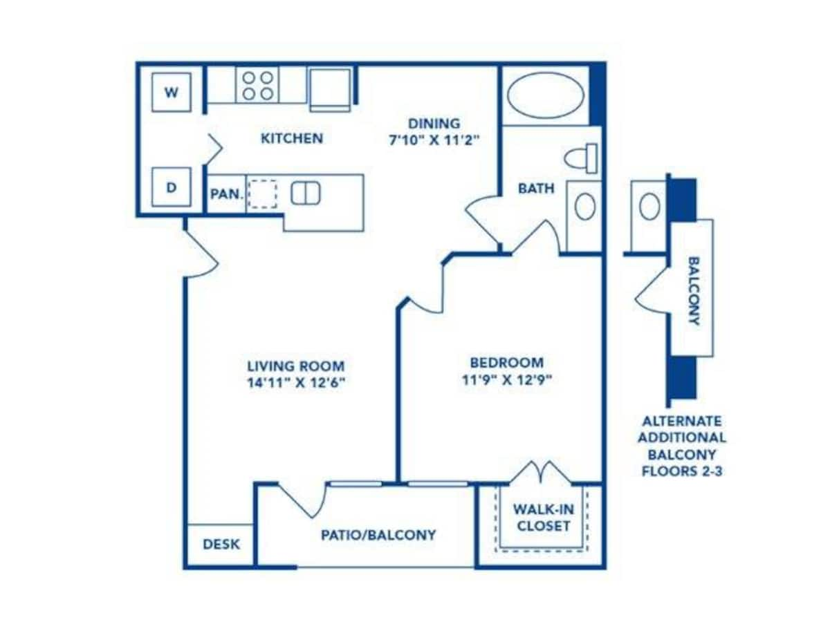 Floorplan diagram for Adina 1, showing 1 bedroom