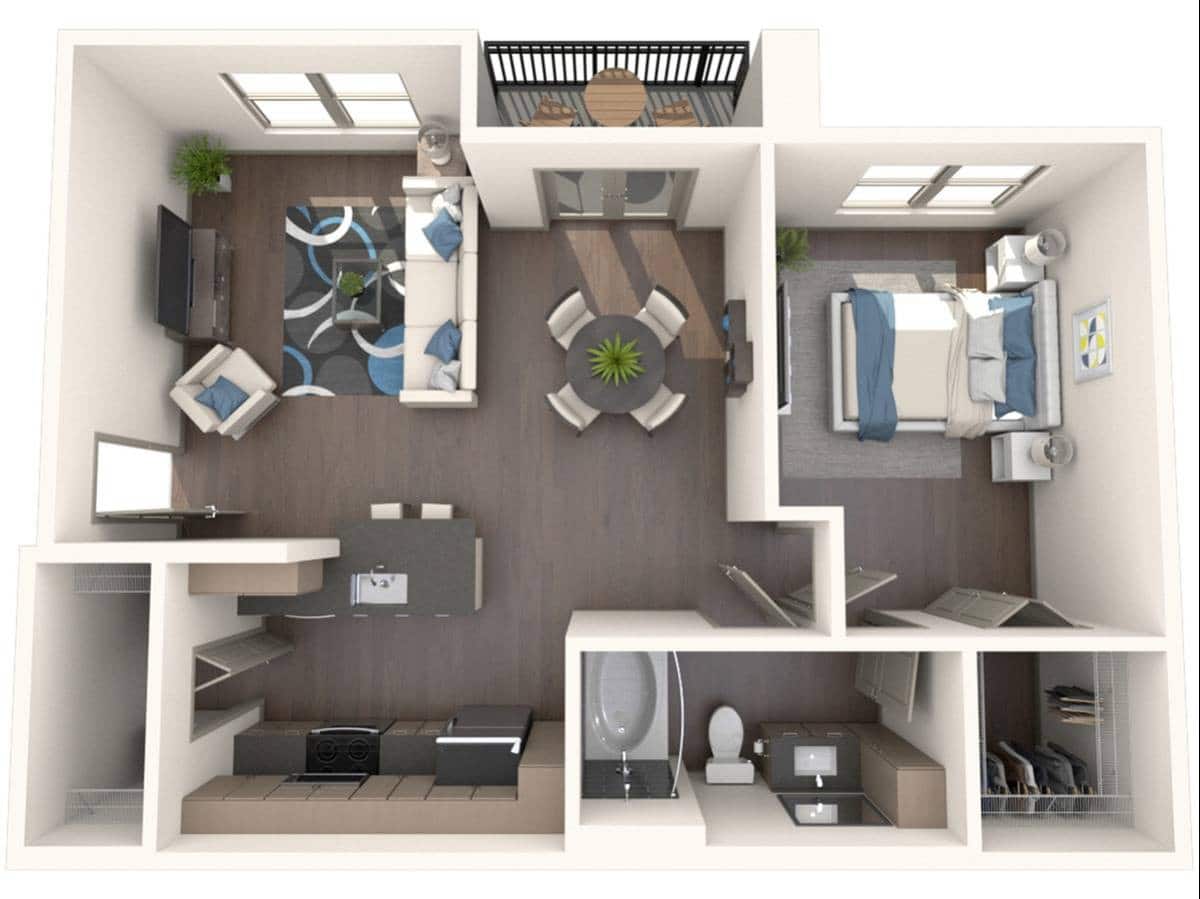 Floorplan diagram for Clara, showing 1 bedroom