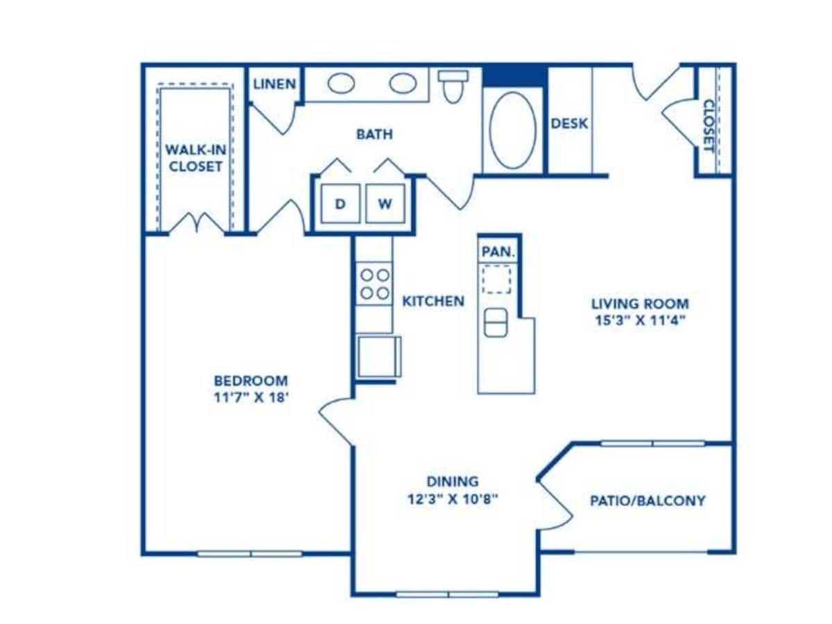 Floorplan diagram for Emma, showing 1 bedroom