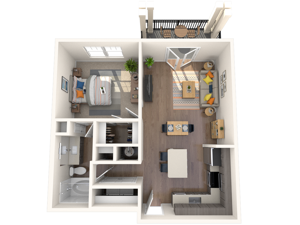 Floorplan diagram for The Madison 1, showing 1 bedroom