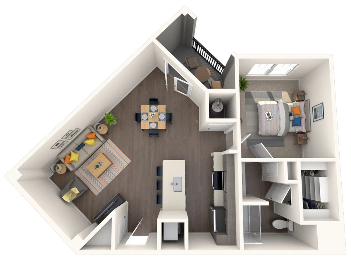 Floorplan diagram for The Station, showing 1 bedroom