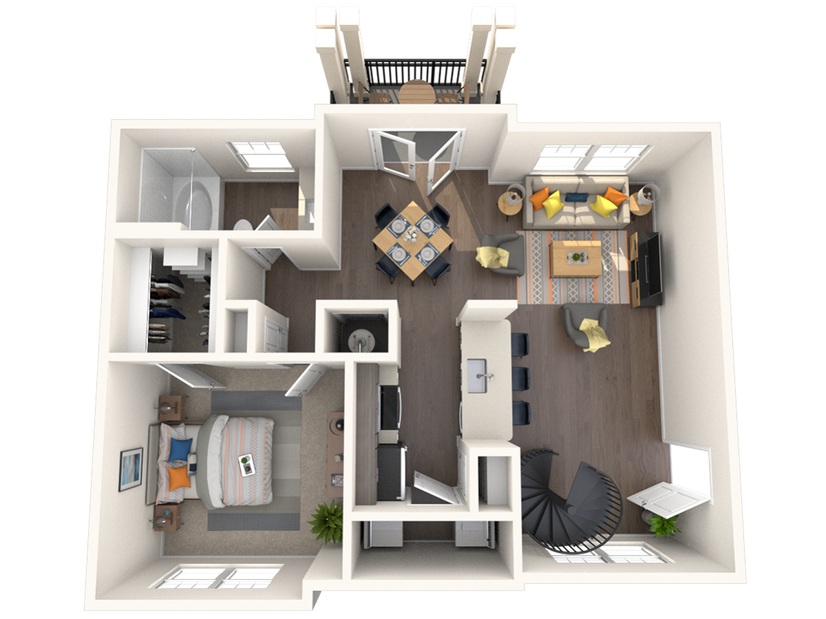 Floorplan diagram for The Panda 1, showing 1 bedroom