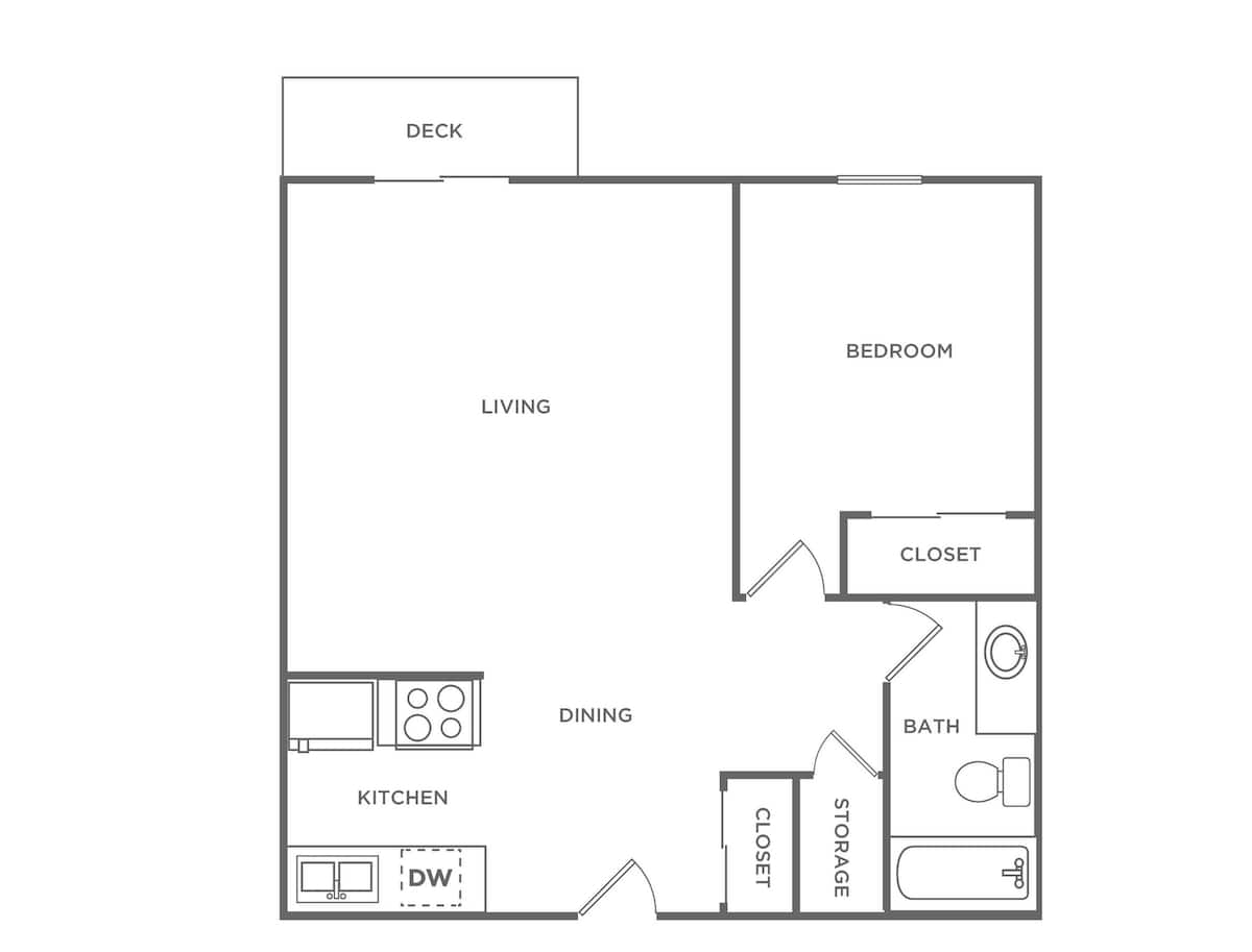 Floorplan diagram for One Bedroom - Renovated, showing 1 bedroom