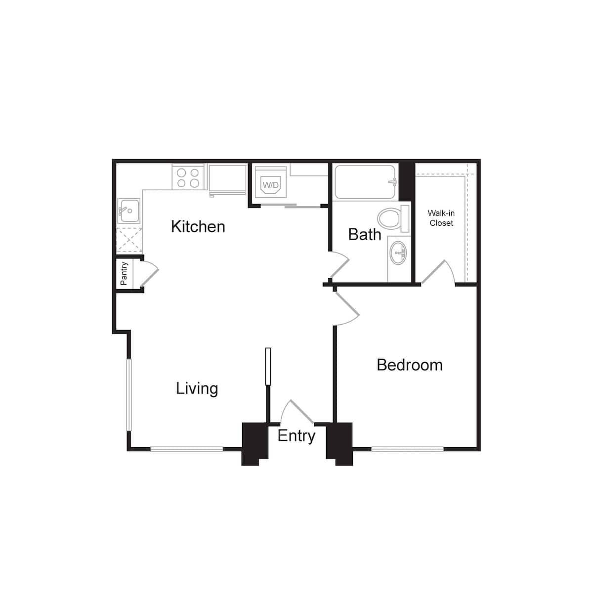 Floorplan diagram for A1, showing 1 bedroom