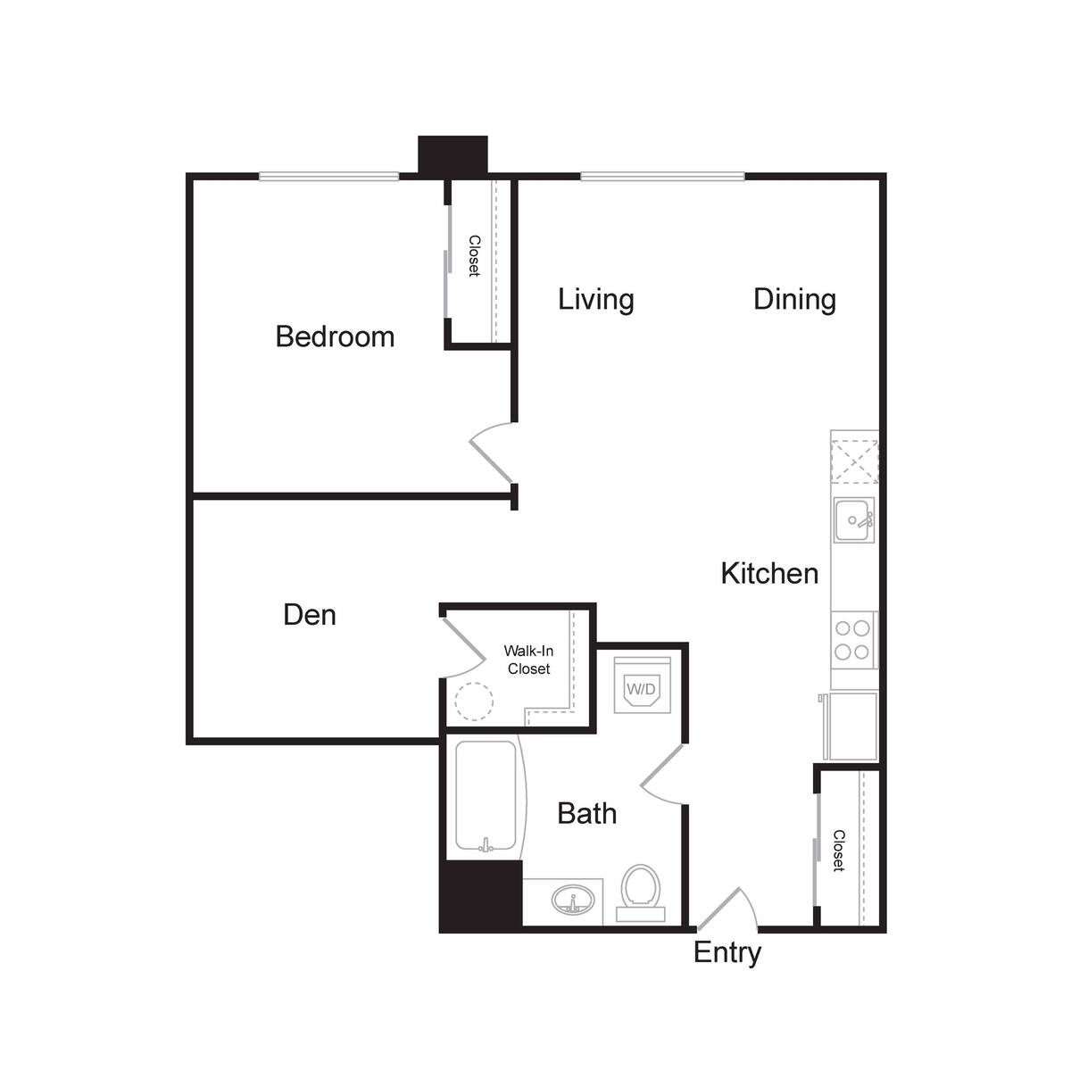 Floorplan diagram for A11, showing 1 bedroom