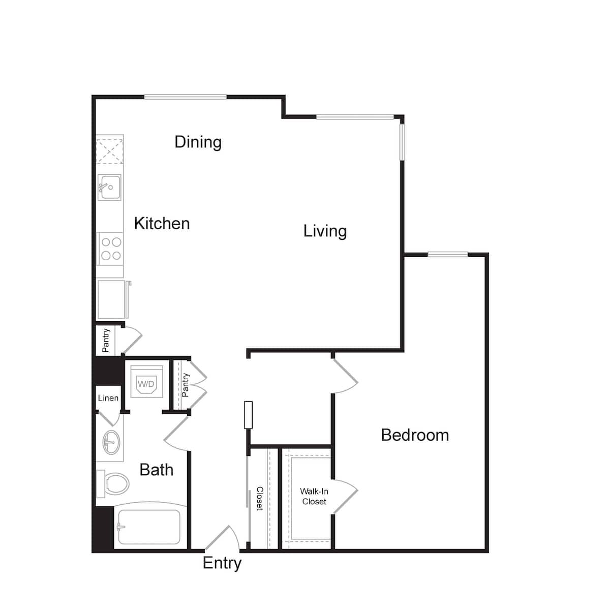 Floorplan diagram for A12, showing 1 bedroom