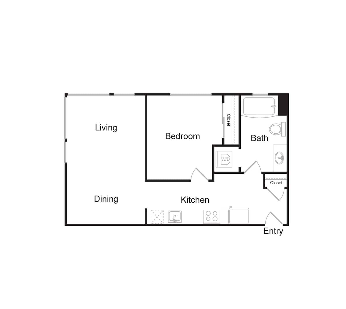 Floorplan diagram for A17, showing 1 bedroom