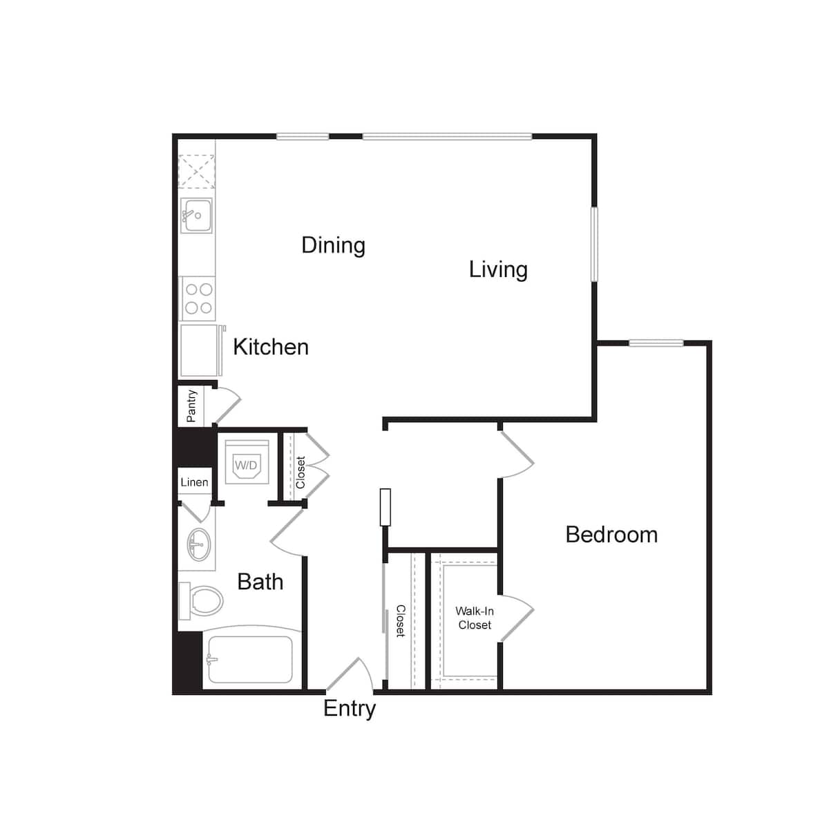 Floorplan diagram for A8, showing 1 bedroom