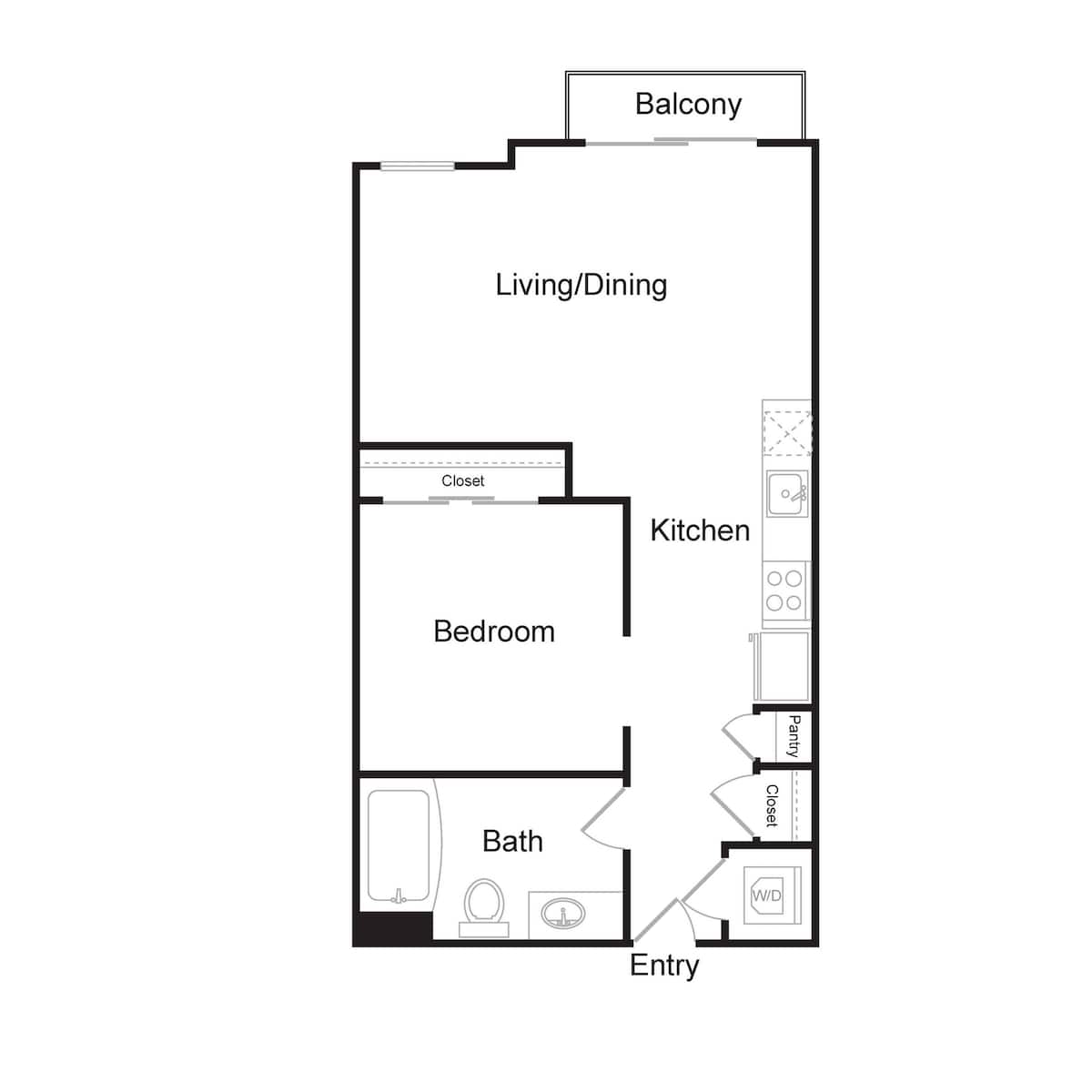 Floorplan diagram for S1, showing 1 bedroom