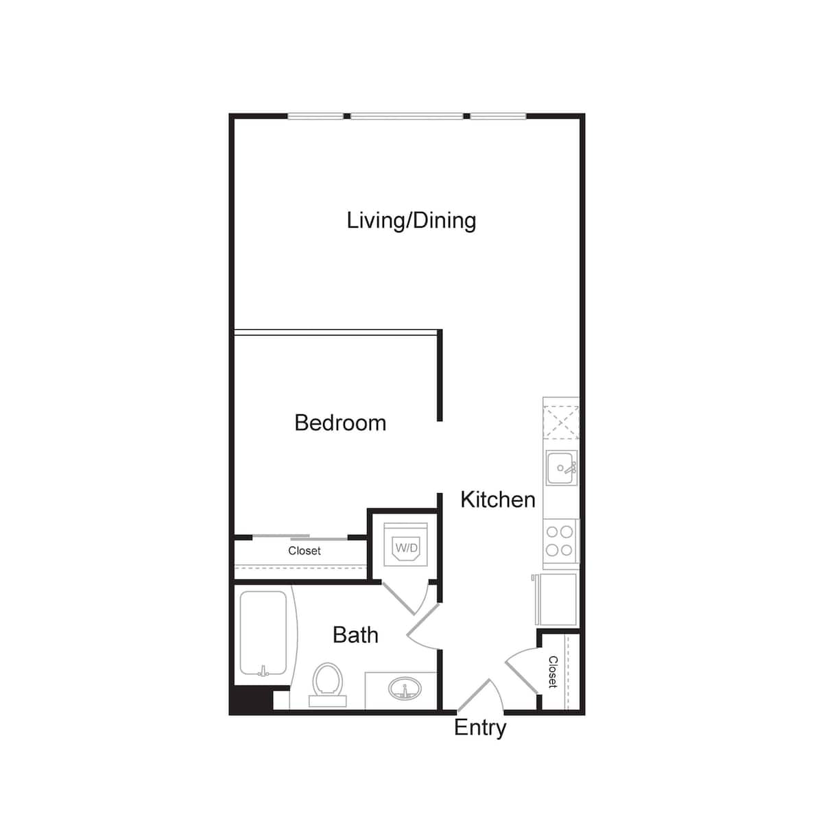 Floorplan diagram for S2, showing 1 bedroom