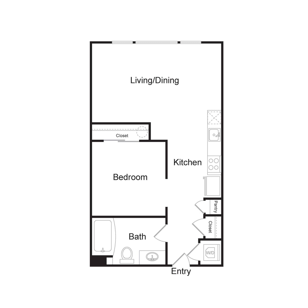 Floorplan diagram for S3A, showing 1 bedroom