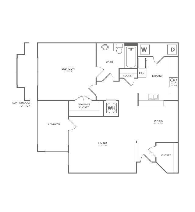 Floorplan diagram for Ascot (759 SF), showing 1 bedroom