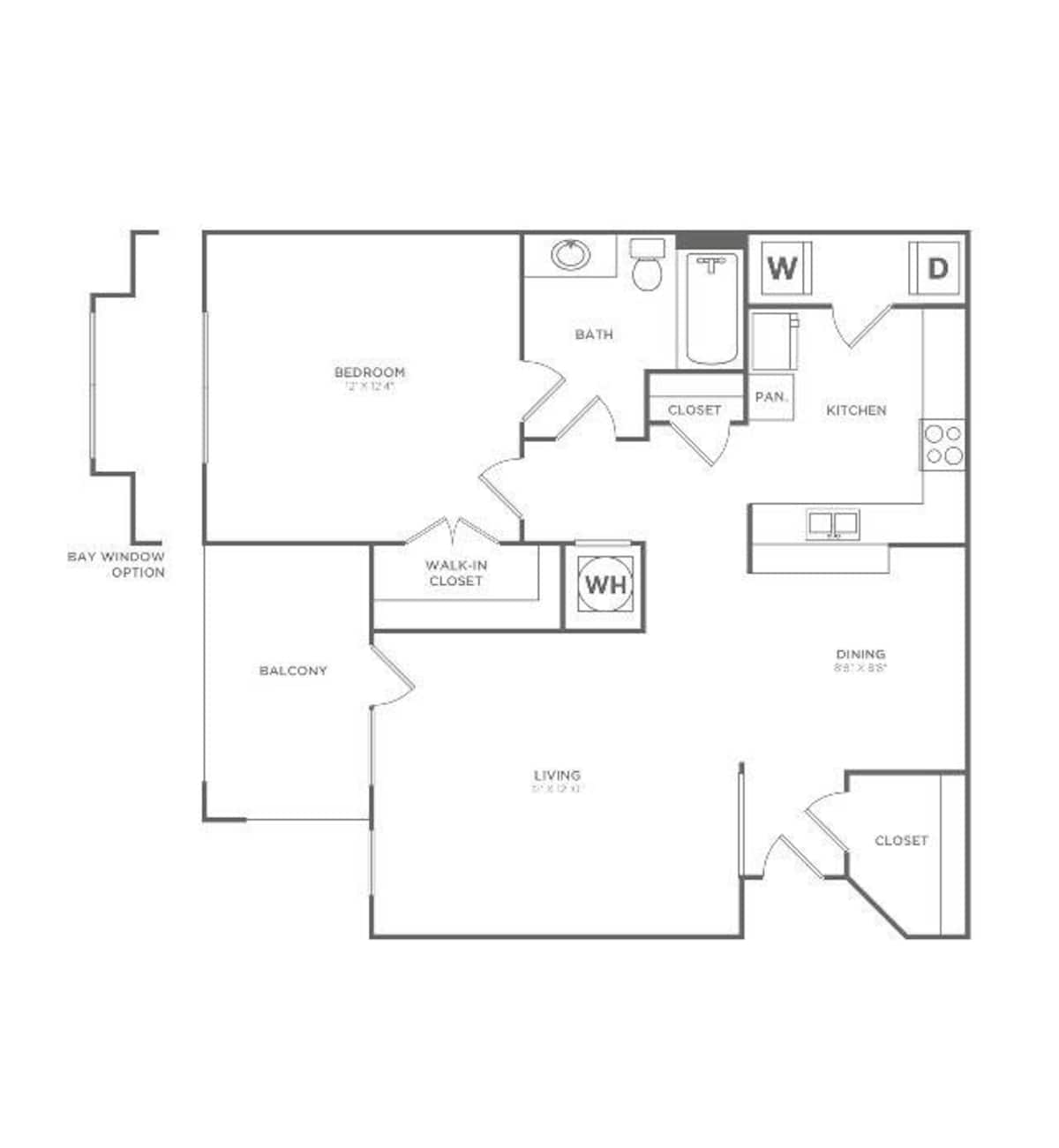 Floorplan diagram for Ascot (759 SF), showing 1 bedroom