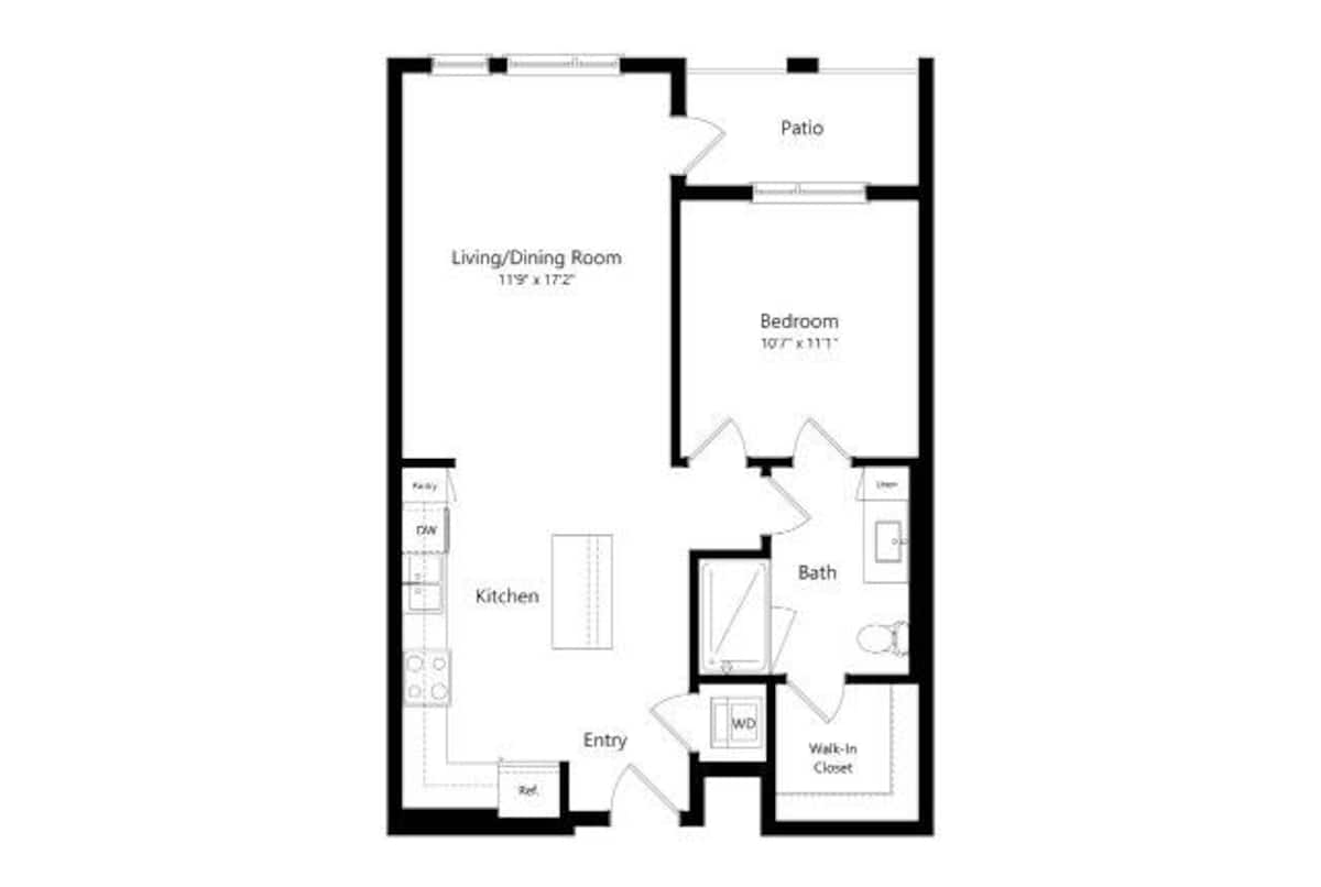 Floorplan diagram for 1-B.3, showing 1 bedroom