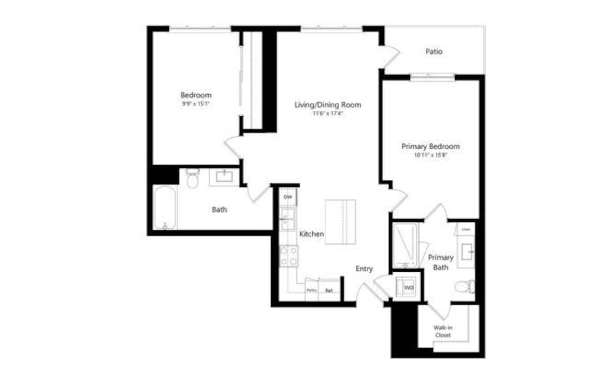 Floorplan diagram for 2-A, showing 2 bedroom