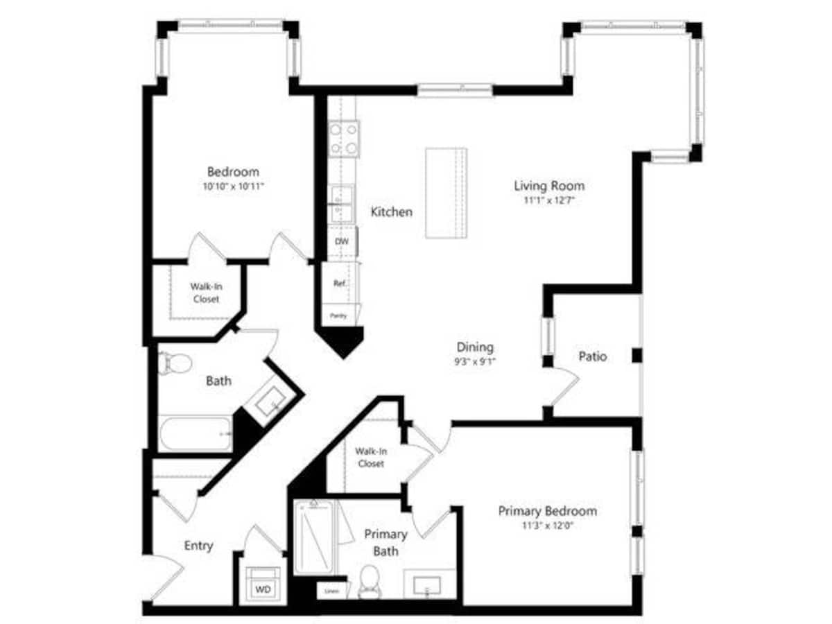 Floorplan diagram for 2-B.5, showing 2 bedroom
