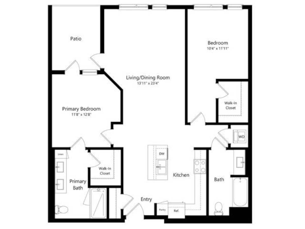 Floorplan diagram for 2-F, showing 2 bedroom