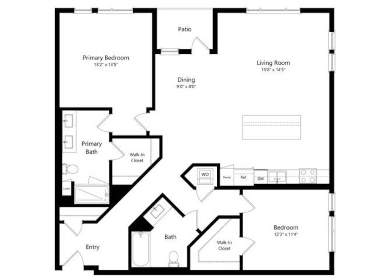 Floorplan diagram for 2-G, showing 2 bedroom