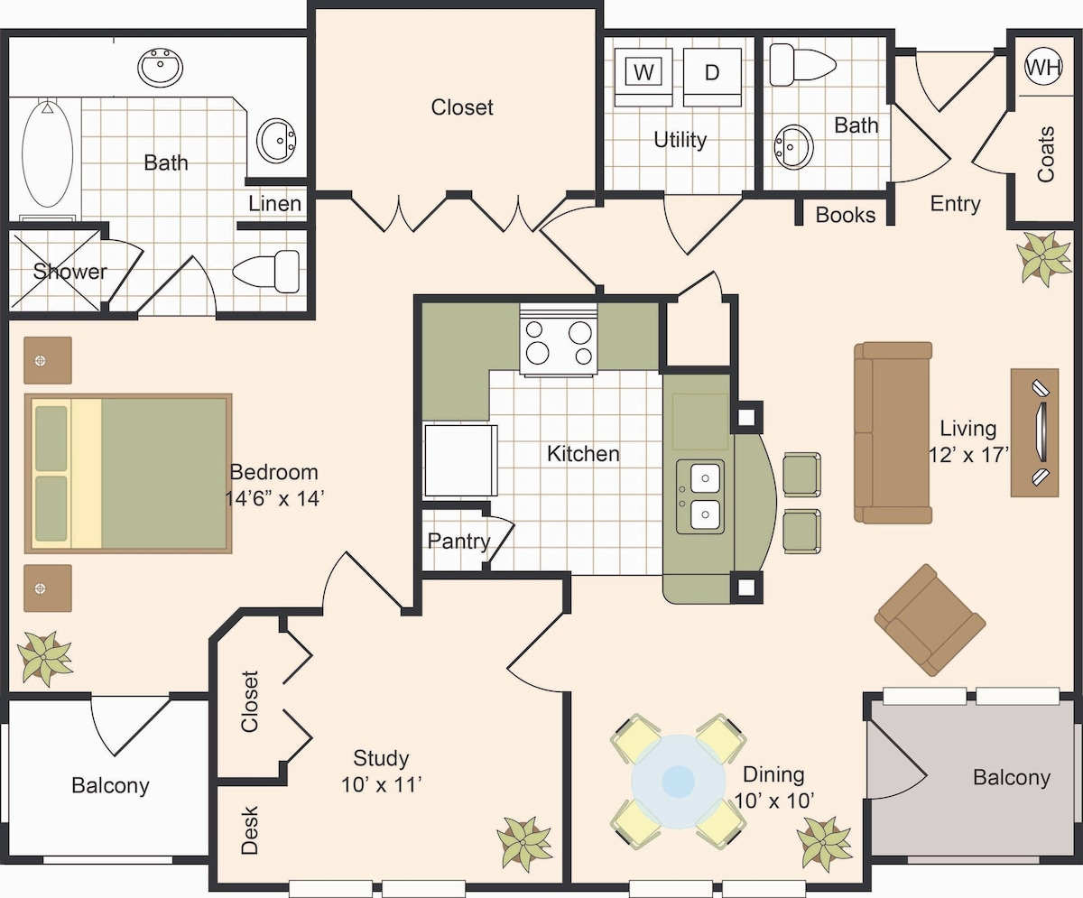 Plano de C, que muestra 1 dormitorio