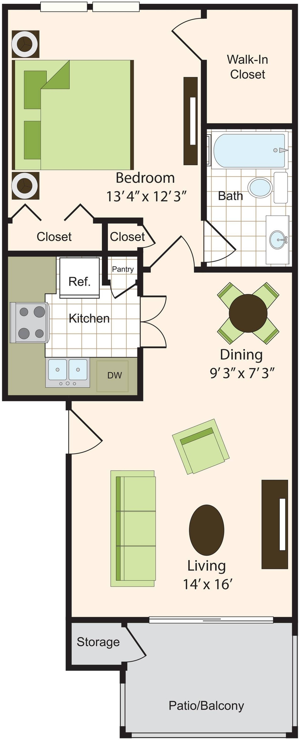 Floorplan diagram for A2, showing 1 bedroom