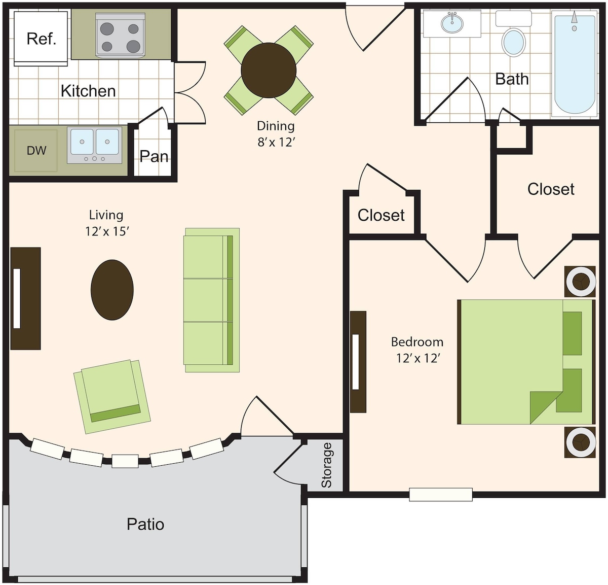 Floorplan diagram for A3, showing 1 bedroom