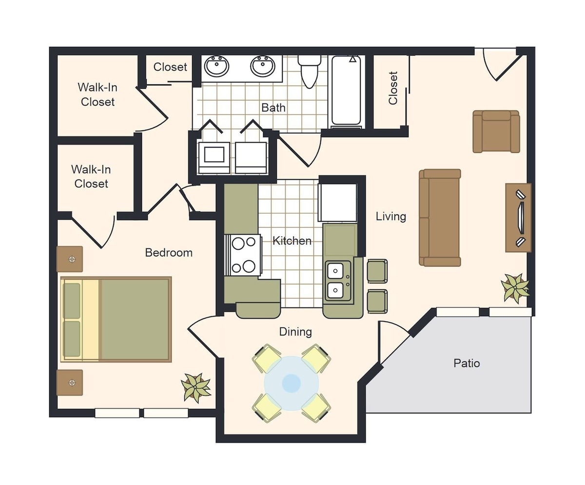 Floorplan diagram for A, showing 1 bedroom